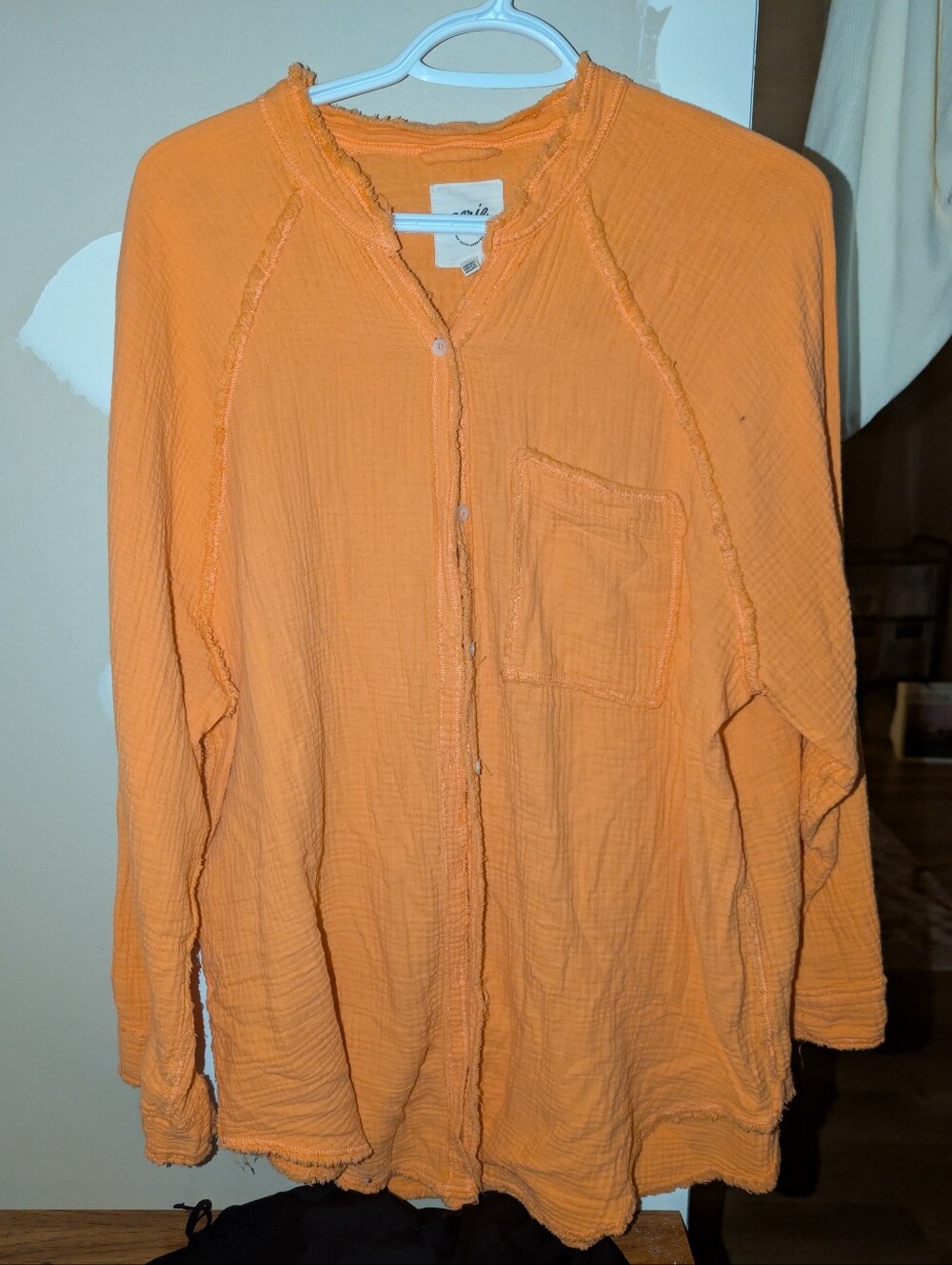 Aerie From Pool to Party Oversized Button Up in Bright Orange